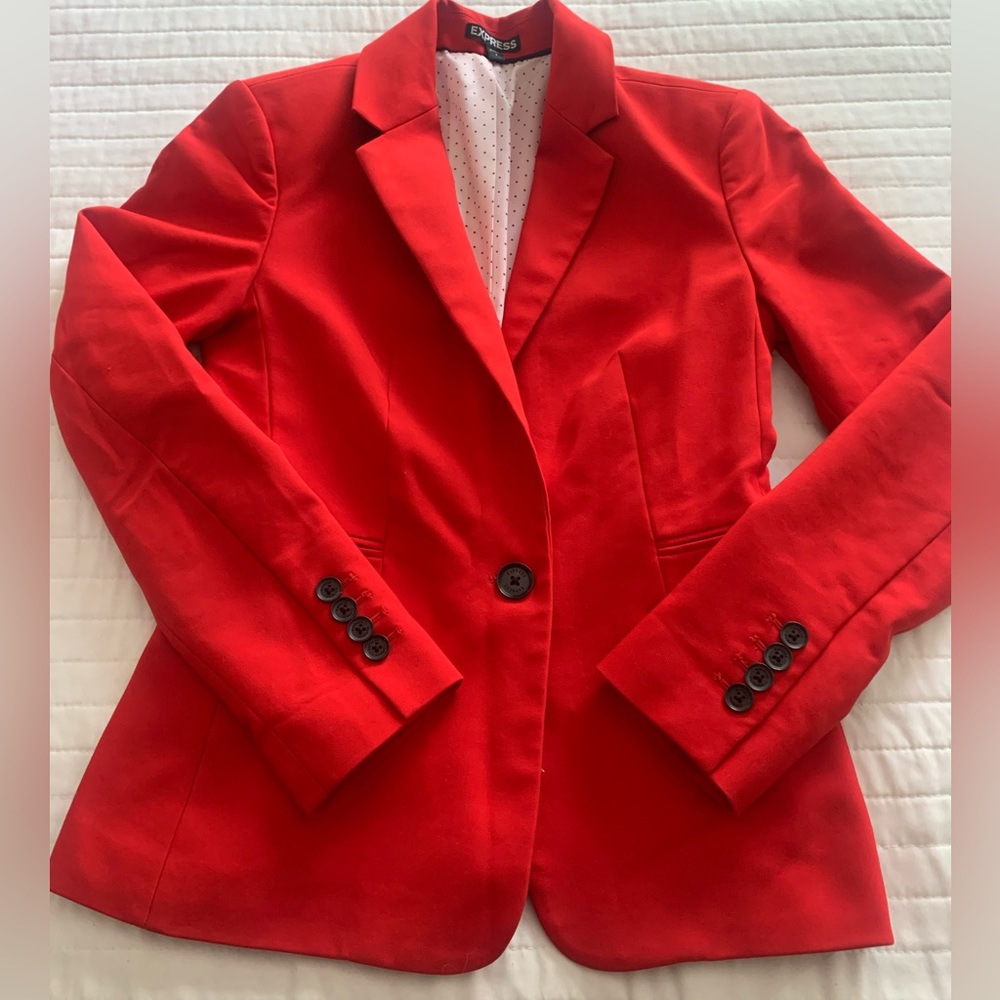 Express Red Single-Button Blazer - Picture 4 of 15